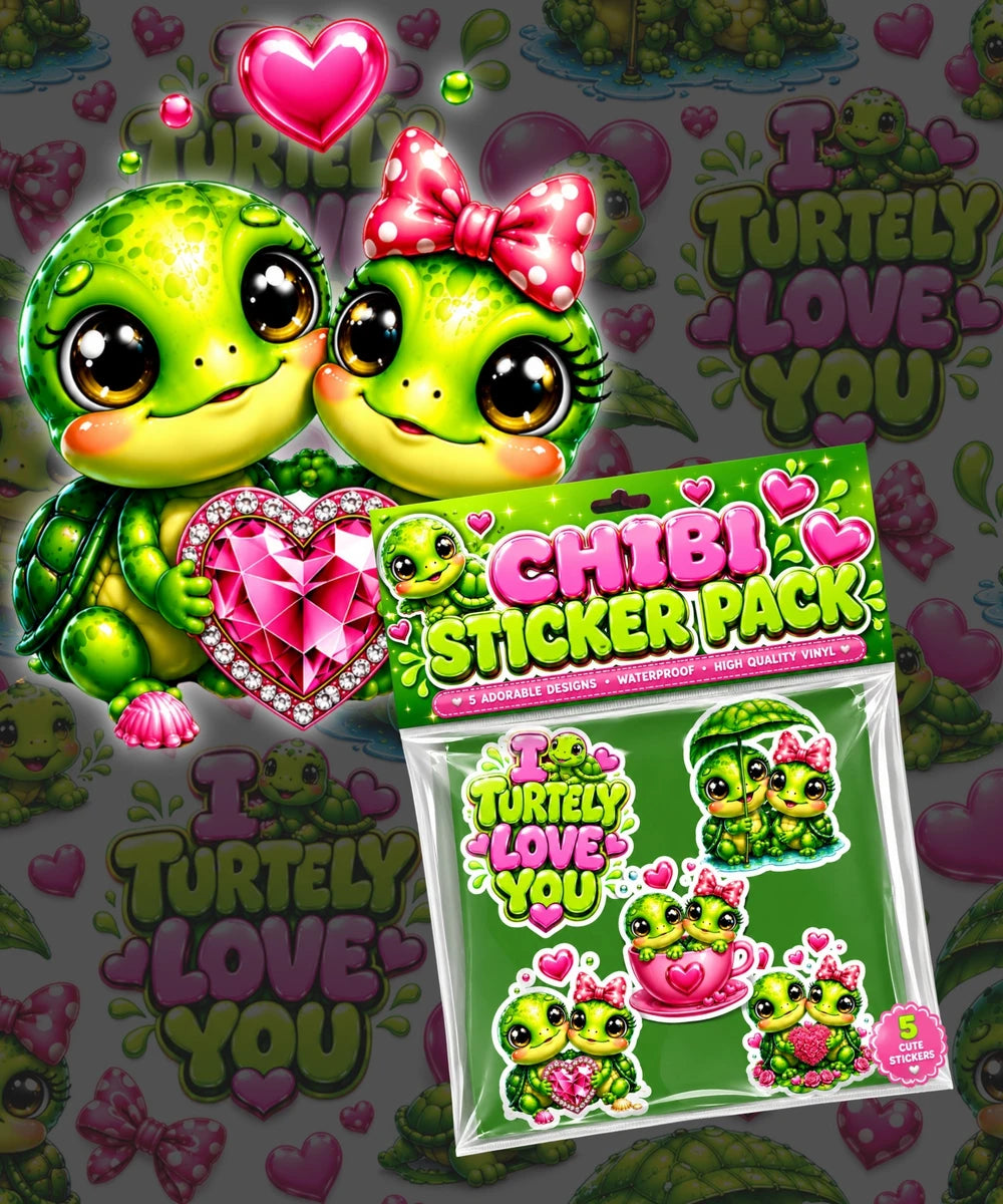 Chibi Sticker PNG Pack - I Turtely Love You